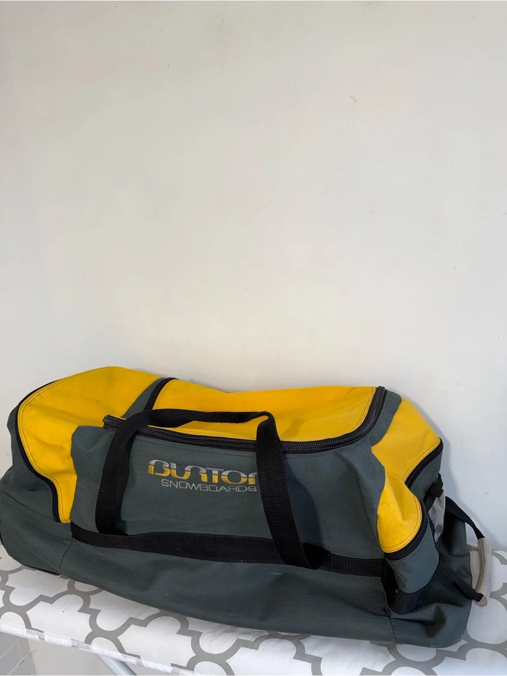 Burton Yellow and Gray Duffel Bag with Top Carry Handles